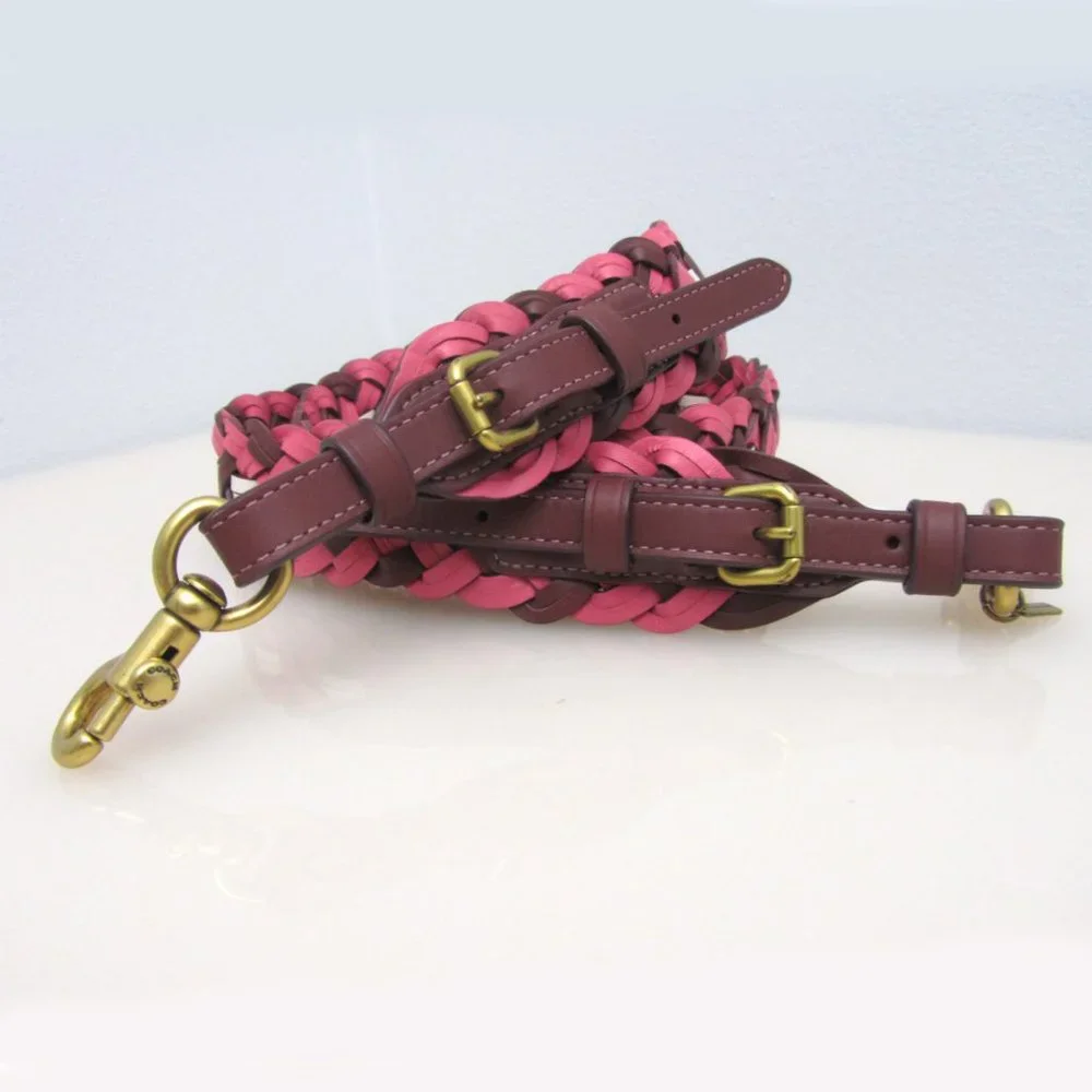 Coach NWT $150 Interchangeable Strap Weaving 624 Pink Burgundy Brass RETAIL